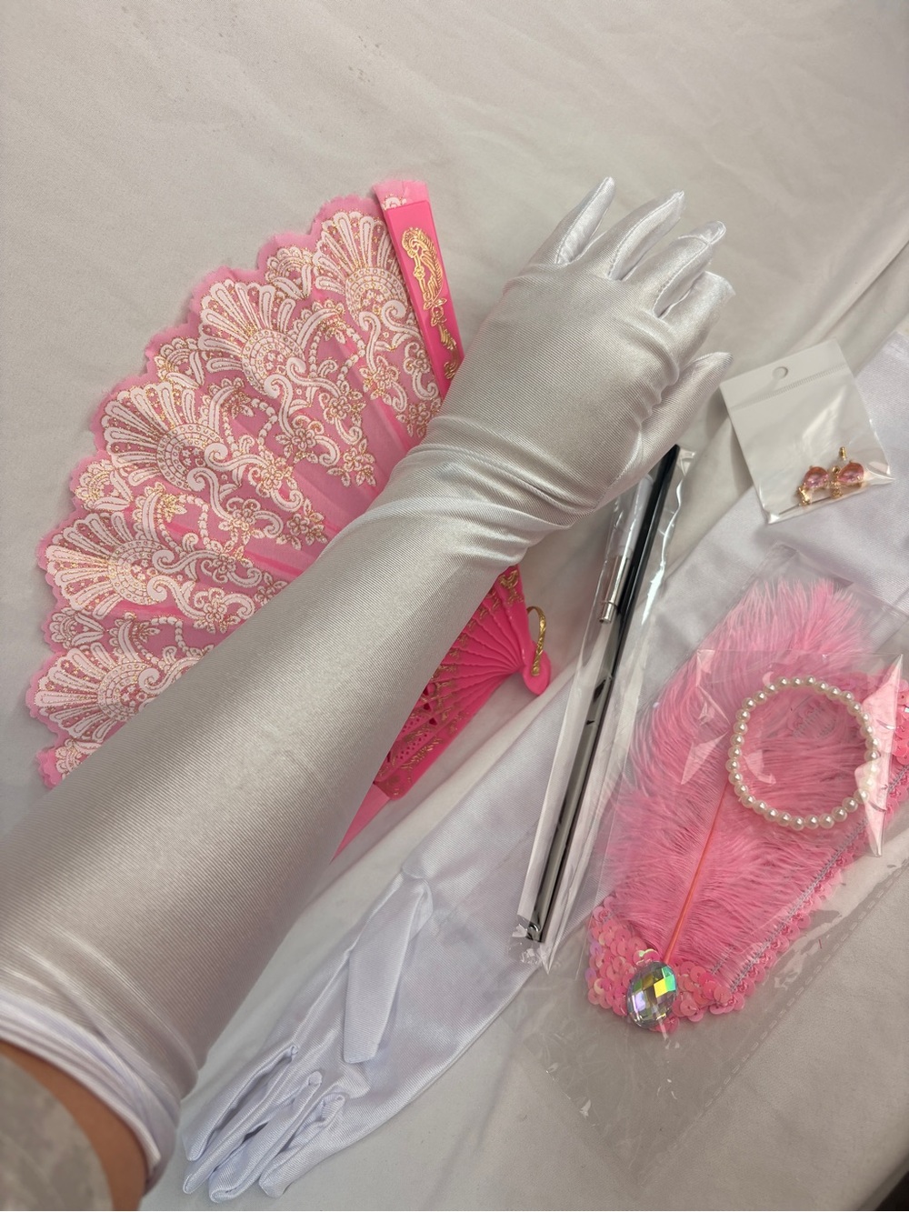 Elegant Satin Opera Gloves in Silver - Women's Formal Accessory